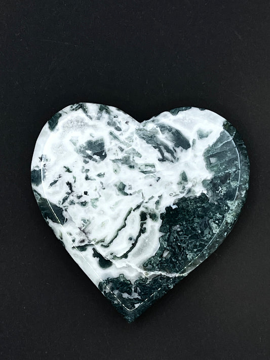 small moss agate crystal heart